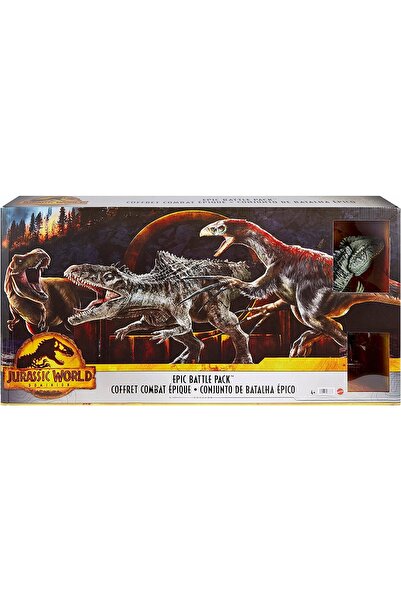 mattel JURASSIC WORLD BĂTĂLIE EPICĂ 3 DINOZAUROI + Dr. Ellie