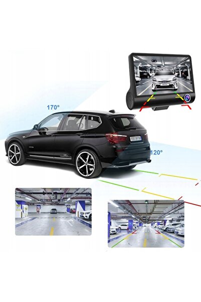 Retoo Cameră de bord auto Full HD, cu monitor, față-spate, 3 camere
