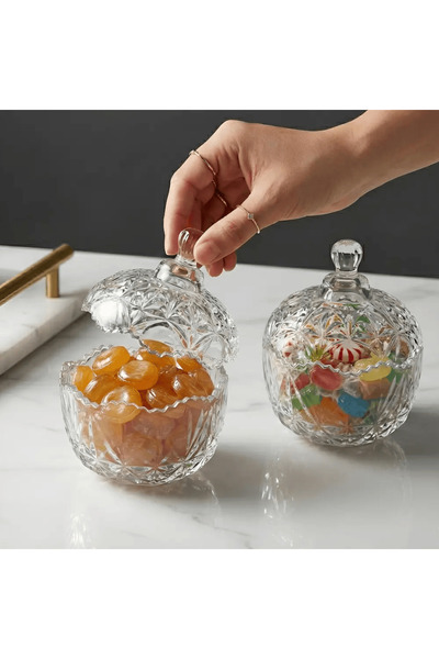 Generic Brand Veselo Royal glass candy box with lid, classic transparent desi...