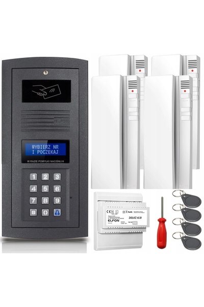 Elfon 4x Unifon OP-255R-G Sistem de interfonie digital cu montare pe perete, ...