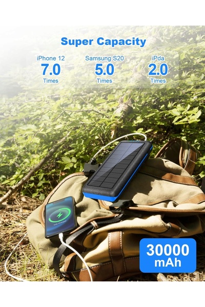 NO BRAND PSOOO 30000mAh Baterie externă solară Încărcător solar pentru utiliz...