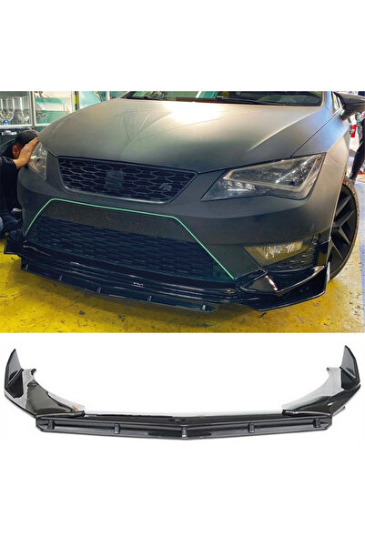 HasAkman Seat Leon Mk3 uyumlu Ön Lip Parlak Siyah 3 Prç Brabus Kırılmaya Daya...