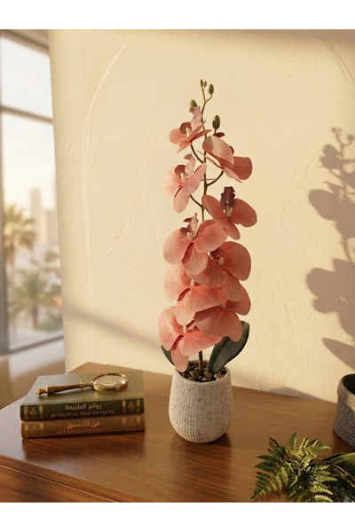 co arma Artificial Orchid Flower with Glass Vase Beautiful and Exquisite Shap...