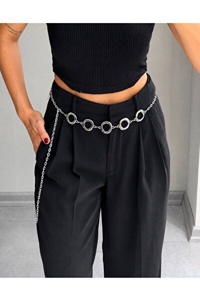 LİA KEMER Halka Silver Chain Accessory for Jacket, Dress, Pants, Evening Dres...