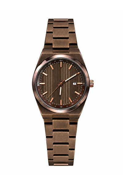 Aybars Erkek Kadın Kol Saati, Çelik Kordon, Bakır Renk Kadran Quartz Analog B...