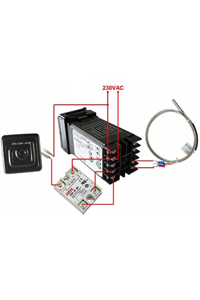 NO BRAND REGULATOR DE TEMPERATURĂ STEROWNIK REX C100V+ SENZOR TIP K+ SSR 40A ...