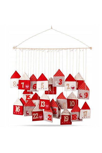 Vilde Calendar de Advent de Crăciun, case din pâslă de agățat pe perete, 70x6...