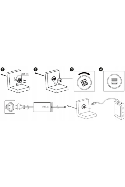 NO BRAND ÎNCĂRCĂTOR 2x USB ÎNTEGRAT DE BĂNĂTĂ 5V CABLU 1,8m