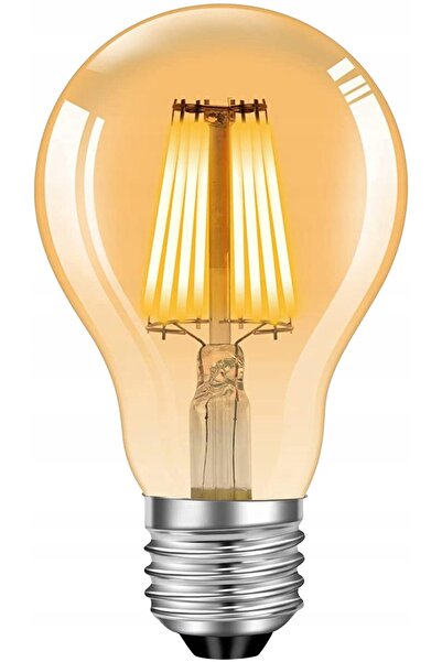 NO BRAND Bec LED E27 A60 8W = 75W 880lm 3000K Filament Cald Chihlimbar Pachet...