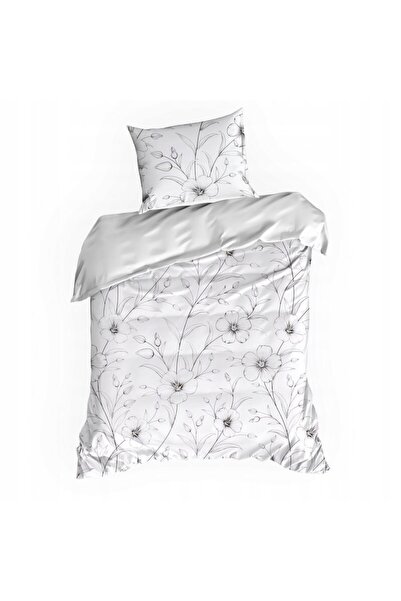 Eurofirany Set lenjerie de pat cu flori, 220x200 cm, din bumbac satinat, cu 2...