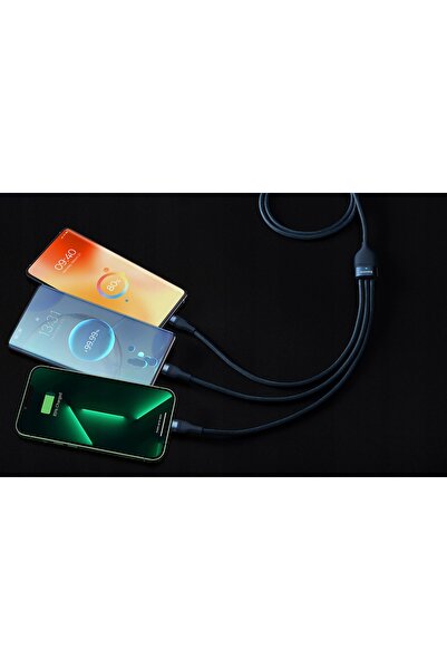 Baseus Cablu USB 3 în 1 la Lightning, USB-C, Micro USB 100W 1.2M pentru telef...