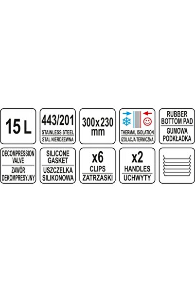 yato Termosuri de transport din oțel inoxidabil 15L decompresive YG-09201