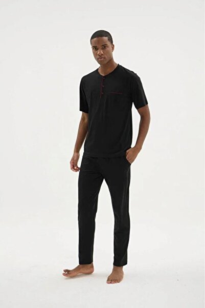 KLY PİJAMA Kly 2209 Cotton Modal Half Button Half Sleeve Pajama Set