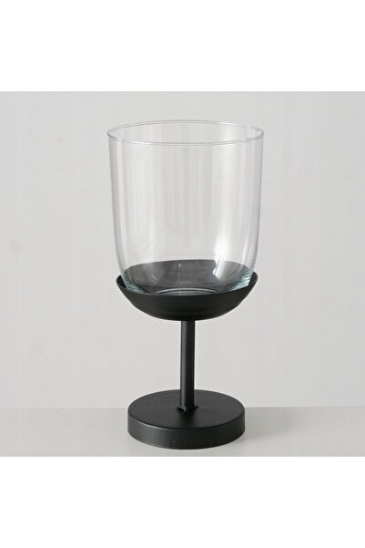 Boltze Suport lumânare tip pastilă, transparent negru, decorativ, lalea, 15 x...