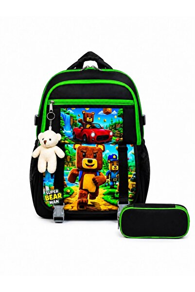Çanta Sepetim Super Bear Primary School Backpack with Teddy Bear Accessories ...