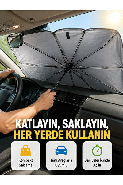 OSKA GLOBAL Durable Upe Alloy Umbrella Type Car Sunshade - Easy Folding New G...
