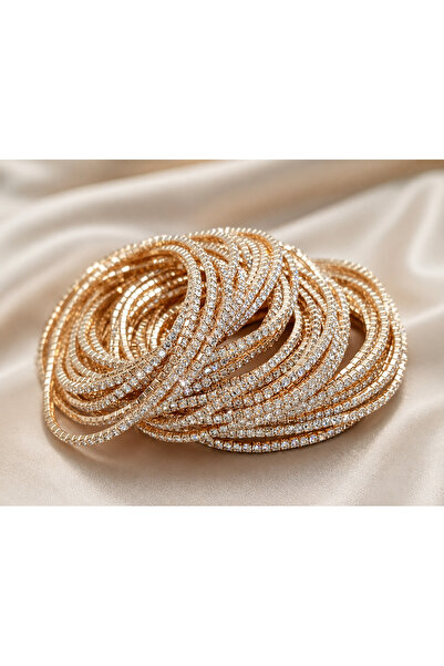 CAXBERN Zircon Stone Elastic Waterway Sparkling Shiny Thin Bracelet 1 Piece