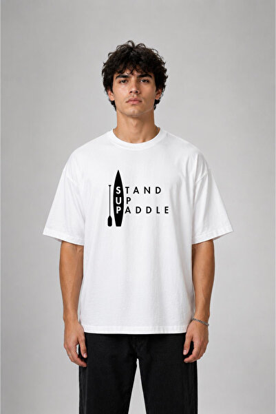 cesita Sup Paddle Board Printed Cotton White T-Shirt T-Shirt