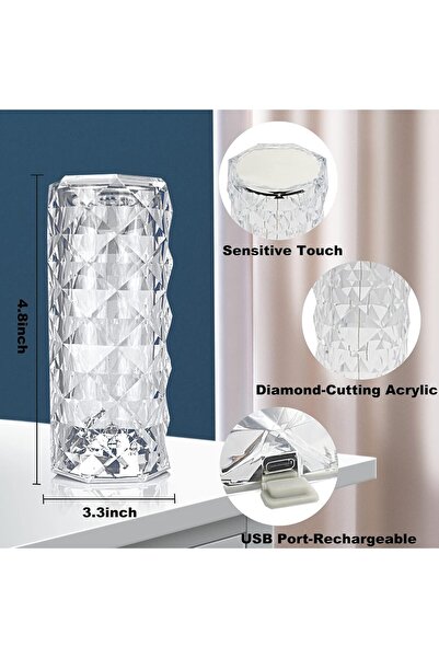 Generic Brand Crystal Table Lamp Rose Diamond Touch Lamp – 16 Color Changing ...