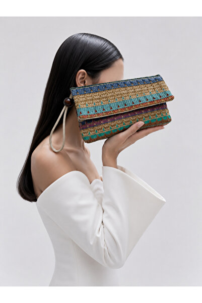 Mia Collection Simple Model Clutch Bag, Portfolio Bag, Handbag Straw Color