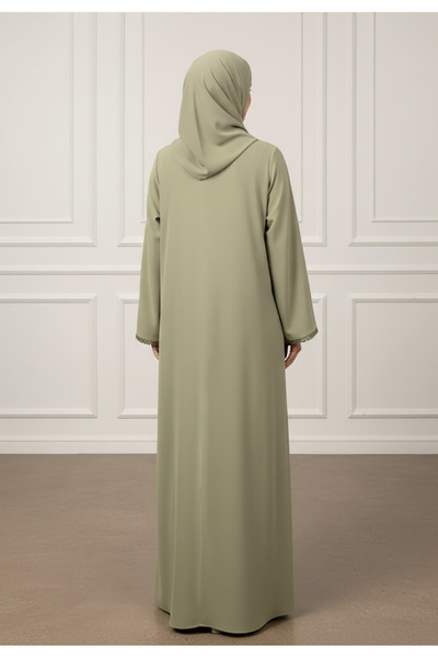 Nukhbaa Side-Slit Lace Abaya – Premium Nida Fabric
