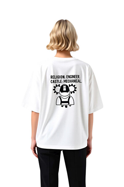 PayBuy Engineering Religious Mechanical Castle Printed Women's Oversize T-Shirt