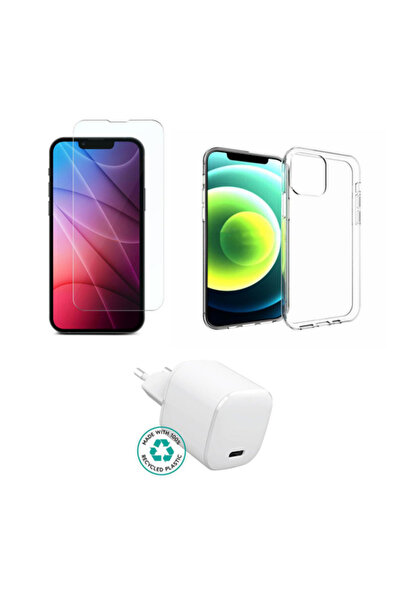 eSTUFF Set iPhone 16: Încărcător, Husă, Sticlă, Maro