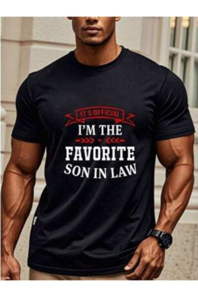 NOURAM IT S OFFICIAL I'M THE FAVORITE SON IN LAW Black Graphic Tee T Shirts C...