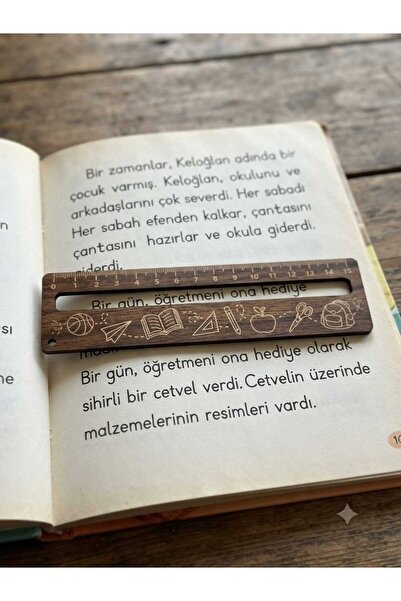 Mu Art Ahşap 10 Pieces of Wooden Bookmarks (with Reading Guide and Ruler) 3 m...