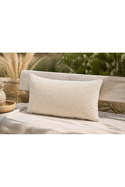 Rolivs Cream Texture 30 X 50 cm Textured Decorative Filled Throw Pillow