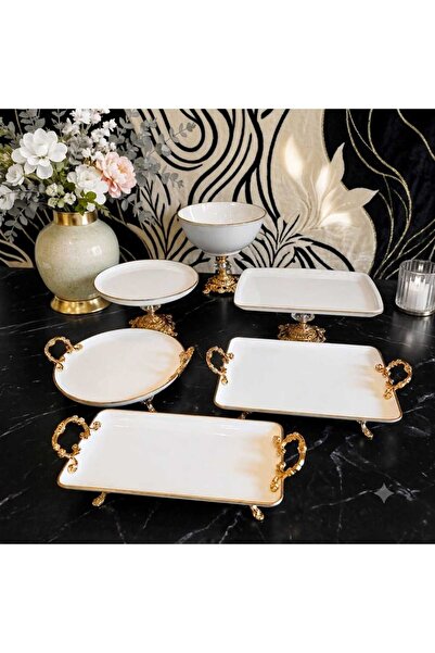 Buldem 6 Piece Gold Footed Luxury Porcelain Presentation and Serving Set |   ...