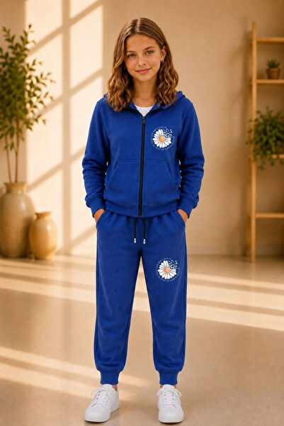 cm buseyiz Busekids Trend Printed Hooded Zippered Tracksuit Set