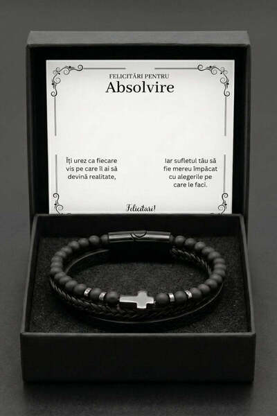 The Jewel Heart Brățară din Piele pentru Bărbați, cu Mesaj Personalizat, Cado...