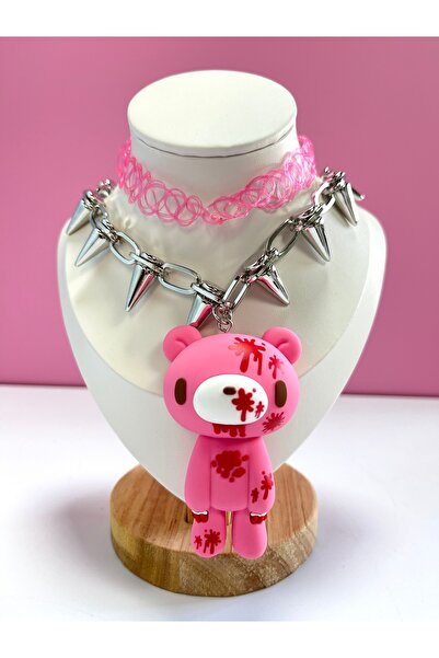 Choice9 A Goth Spiked Choker Necklace for Women E-Girl Y2K Jewelry Pink Black...