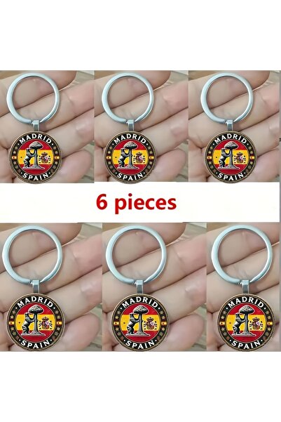Choice 6pcs 6pcs Madrid Keychain Set – Retro Spanish Landmark Design, Birthda...