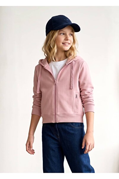 Ozmoz By Mukadder Özden Organic Hooded Dark Pink Girls' Sports Jacket