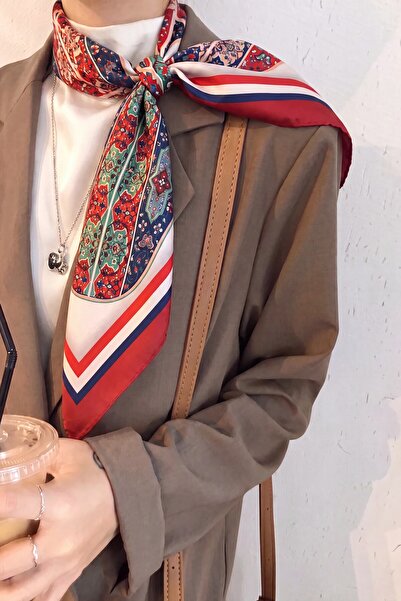 Silk Home Bandana Etnik Desen Kırmızı