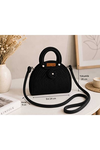 MTG JÜT TASARIM Menekşe 2 Model Stylish Shoulder Bag with Jute Cord Rope Hand...