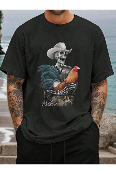 45 BPM Unique Men's Graphic - Featuring "Skeletal Cowboy And Rooster" ,Casual...