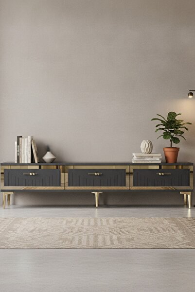 CENEYRA TSA1802AG TUNA Tv Sehpası Antrasit-Gold 180cm