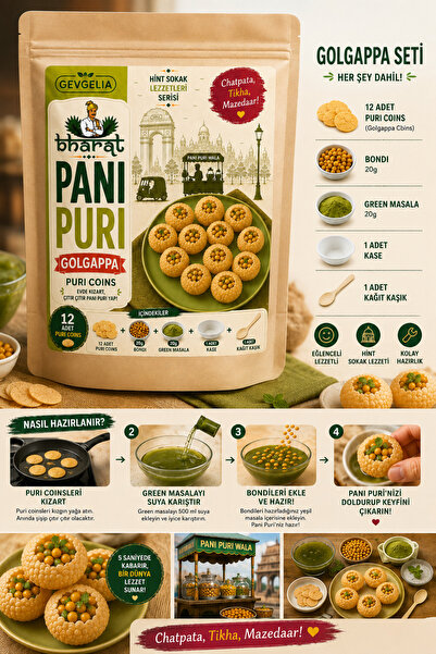 GEVGELIA BHARAT PANI PURI (GOLGAPPA) SET 24LÜ PURI MASALA KARIŞIMI VE BOONDI ...