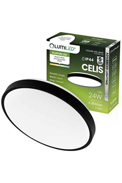 Lumiled Plafonieră LED Aplicată 24W 4000K CELIS Rotundă IP44 Inel Negru ALS