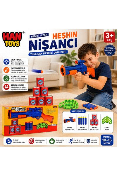 Han toys keskin nişancı Hedef Oyunu Seti – Sünger Uçlu Oyun Aksesuarları ve H...