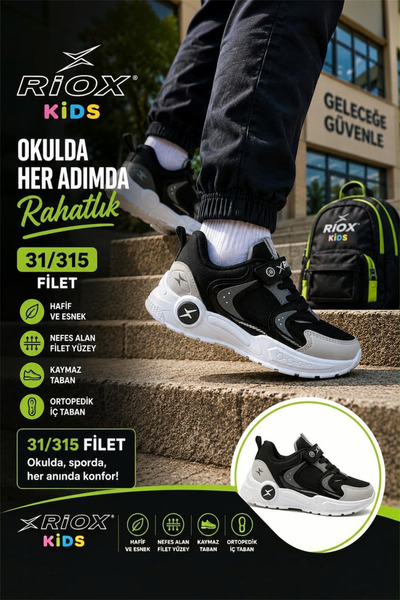 ALTUNTAŞ Boys' Velcro Non-Slip Sole Casual Sports Shoes Sneaker School Shoes