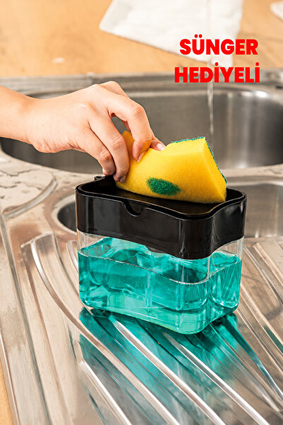 Destpak Push-Press Sponge Holder - with Sponge Gift - Detergent Container - D...
