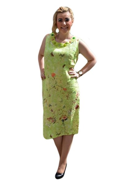 OEM Rochie deosebita de zi verde deschis, cu decorata la decolteu