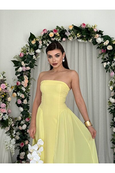Clothes Fast Γυναικείο Σάρι Στράπλες Μίντι Φόρεμα με Λεπτομέρεια στη Μέση από...