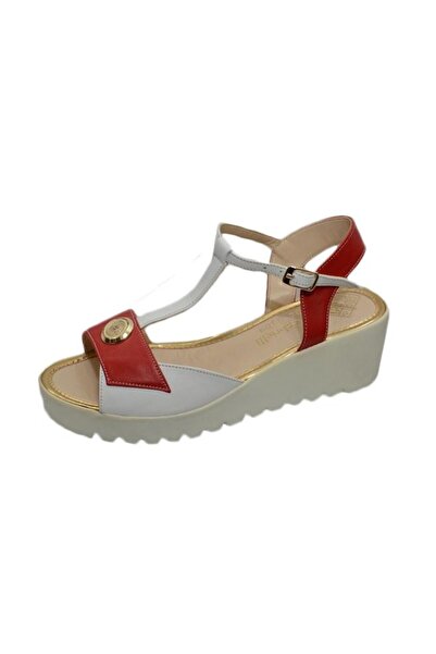 OEM Sanda trendy bicolora, nuante de alb si rosu, talpa ortopedica
