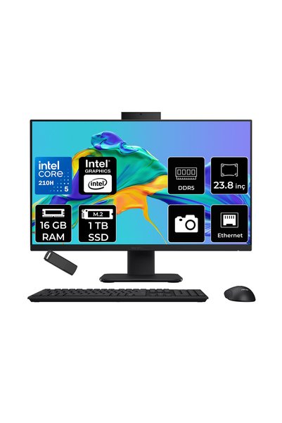 ASUS ExpertCenter P400 Aio (P440VAK) Intel Core 5 210H 16GB RAM 1TB SSD Intel Graphics 23.8" Full HD (1920x1080) FreeDOS P440VAK-INBPCA040P309 Siyah All In One Bilgisayar + Per4 USB Bellek