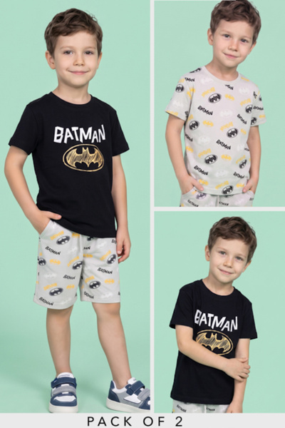 R&B 2 Pack Batman Print T-Shirts with Short Sleeves